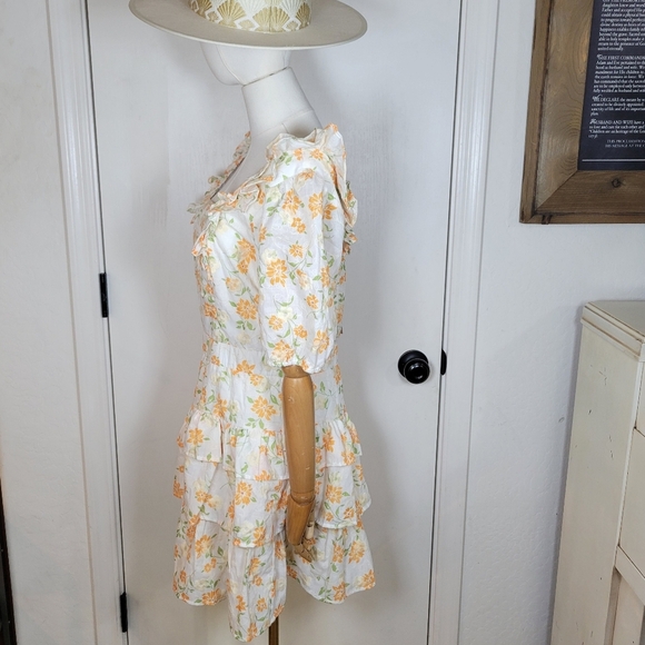 Adelyn Rae Embroidered Floral Dress M Cottagecore Ruffle Mini - Picture 5 of 12